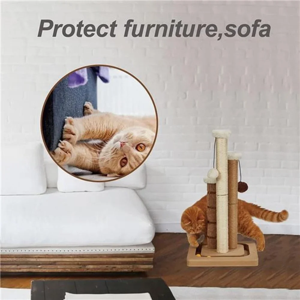 Cat Scratching Post Premium Natural Sisal Jute Carpet 3 Scratch Posts